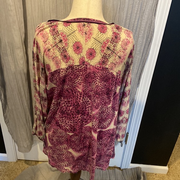 Boho Blouse By Chip and Pepper Pink/off White Size Med - Picture 4 of 5